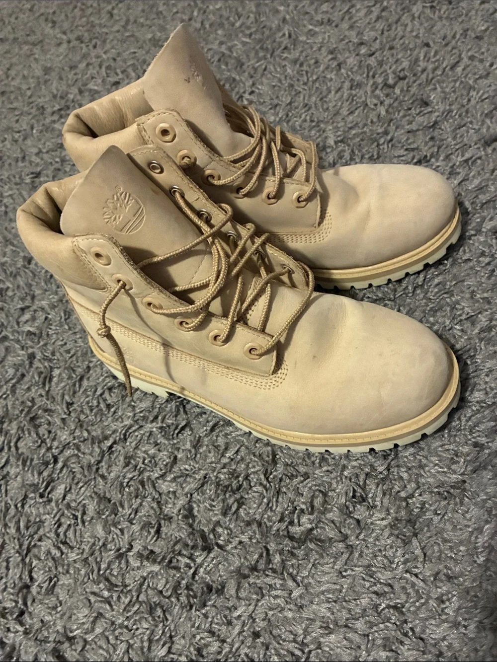 Cream timberland 6 inch premium boots